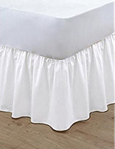 Gold Star Bedding Plain Dyed Poly Cotton Soft Frilled Base Valance Sheets Bed Sheets Covers (White, King) — image 1