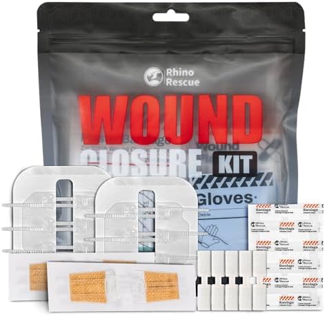 RHINO RESCUE Wound Closure Kit, 3 Types Butterfly Bandages with B...