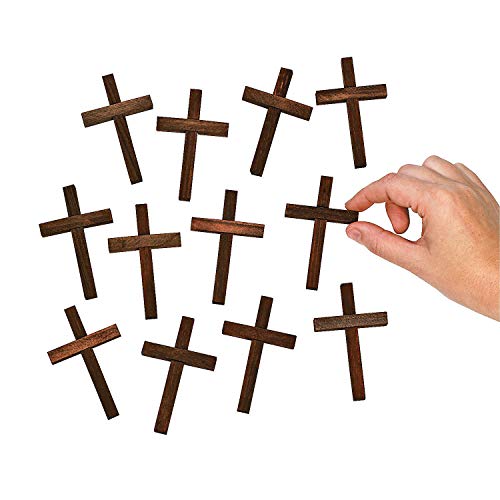 Miniature Wooden Crosses, Set of 12 - Measures 3 Inch - Sunday School, Church Fundraisers, Favors, Baptisms, Confirmation and Religious Gifts