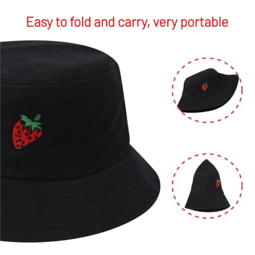 Image of Cotton Bucket Hat for Women Men Summer Travel Sun Beach Bucket Cap, Unisex Outdoor Fisherman Hat