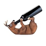 True Drunken Deer Polyresin Wine Bottle Holder Set of 1, Brown, Holds 1 Standard Wine Bottle