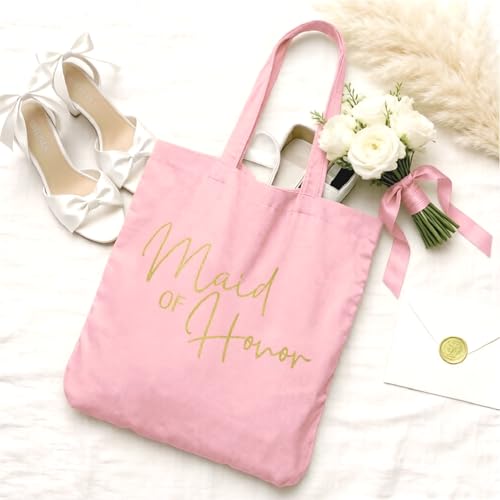 Image of LADY & HOME 6pcs Bachelorette Party Tote Bag, Bride Bridesmaid Cotton Tote Bag for Wedding Gifts