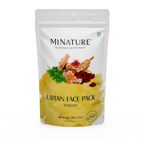 Mi Nature Ubtan Powder| 100g (4oz), Turmeric, Barley, Chickpeas, Neem, Sandalwood, Mograflower, Saffron & Rose Petal |Traditional DIY Pack | From India