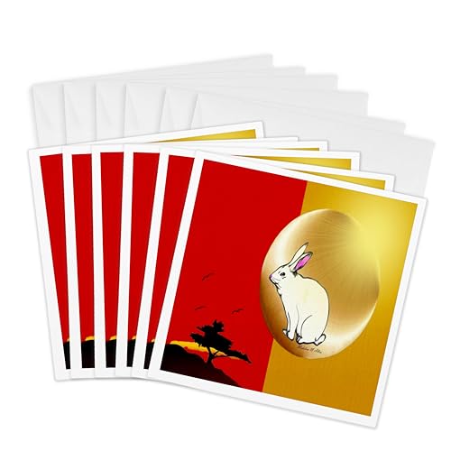 Cartes de vœux arbre 3dRose 15,2 x 15,2 cm | Lot de 6 cartes correspondance nature