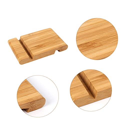 Jagowa Bamboo Tablet & Phone Stand, Double Slot, Wooden, Portable, Desk Stand - Image 3