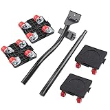 easy roller dice co 6-teiliges Werkzeug-Set für schwere Gegenstände: Dieses Möbelheber-Set beinhaltet 1 Roll-Brechstange mit 1 Verlängerungsstange und 4 kleine Dollies zum Halten und Bewegen schwerer Möbel.