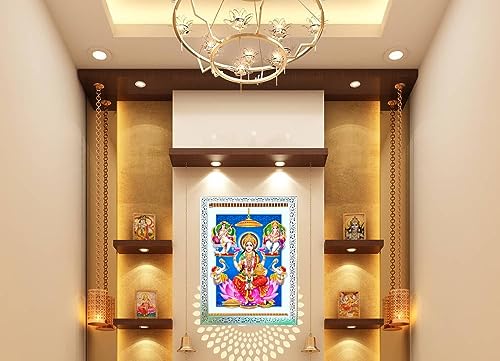 Image of Suninow Big Size 5D Photos of God and Goddess with white frame (12 x 16 inch) (laxmi ganesh saraswati)