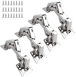 AHUNTTER 4PCS 165 Degree Cabinet Hinge, 35mm Full Overlay Concealed Soft Close, Stainless Steel Kitchen Cabinet Folding Hinge for Lazy Susan Cabinet, Kitchen Cabinet Doors, Wardrobe, Cupboard