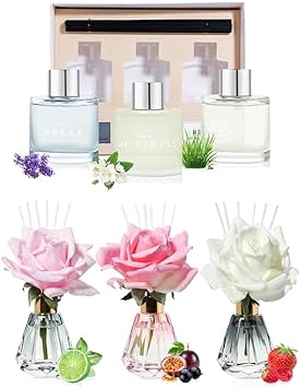 3 Pack Fragrance Reed Diffuser,60ml Azure Blue Crystal Love Mon Paris