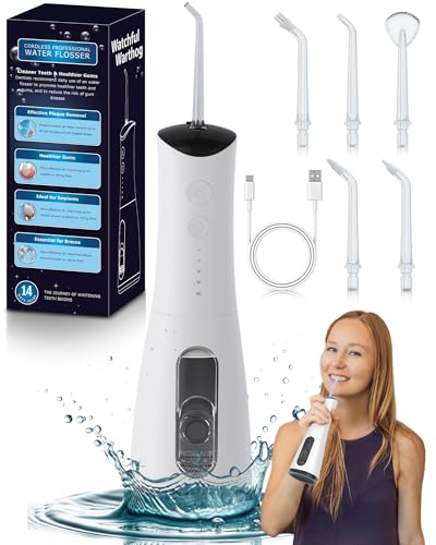 Image of High-Pressure 120PSI Water Dental Flosser with 300ml Reservoir - Portable Water Flosser for Teeth & Gum Cleaning - Rechargeable with 4 Pressure Modes, 1600 Pulses /Minute & IPX7 Waterproof