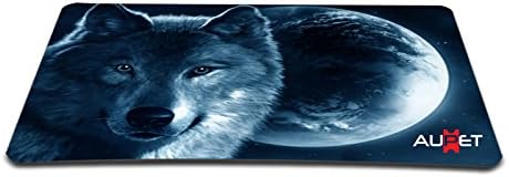 AUPET Cool Wolf Large Gaming Mouse Pad Mat 13.78" X 9.84" Computer Optical Neoprene Mousepad PC Mouse Mat Mice Pad Silicone Anti-Slip Mouse Pad FP-MP-027L