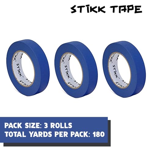 Image of STIKK Painters Tape - 3pk Blue Painter Tape - 1 inch x 60 Yards - Paint Tape for Painting, Edges, Trim, Ceilings - Masking Tape for DIY Paint Projects - Residue-Free Painting Tape