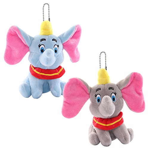 Hilloly 2 Pcs Dumbo Peluche Figura de Acción de Peluche Anime Dumbo Lindo Colgante para llaveros...