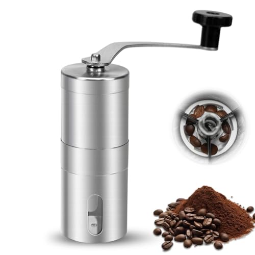Macinacaffè Manuale in Acciaio Inox, Macina Caffè Manuale, Macinino Caffè con Maniglia e Macine in Ceramica, Coffee Grinder per Aeropress, French Press, Espresso e Moka