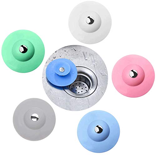 WISMURHI 5 Pcs Tapón de Drenaje de Silicona,Tapón de Goma Universal Tapones Tapón de Drenaje Universal, Utilizado en Cocinas, Bañeras, Sistemas de Drenaje, Fregaderos