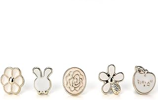 دبابيس زينة لطيفة مطلية بالمينا من جازيل، مجموعة بروش من 5 قطع من ازرار القميص المزخرفة بدون خياطة، اكسسوار ممتع لجاكيتات الجينز والمعاطف والفساتين والسترات للمراهقين والبالغين