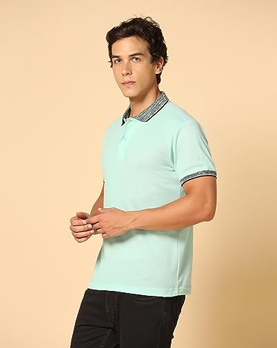 Image of INKKR Men's Solid Polo Collared Neck T-Shirt Combo (L.Green,L.Blue)-M