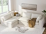 ARSURA 106” Cloud Couch for Living Room | L-Shaped Boneless Couch | Modular Sectional Couch | Corduroy Off-White