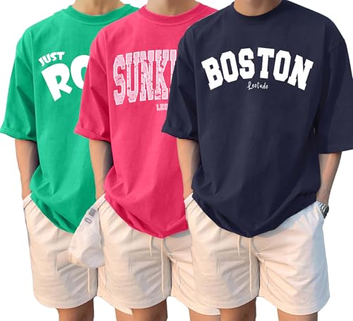 LEOTUDE Men's Half Sleeve Round Neck Cottonblend Graphic Print Oversized Tshirt for Man