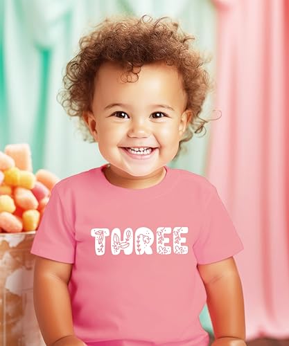 Image of Floral Numbers Ages 1-7 Birthday Girl Shirt for Baby & Toddler Youth Girls