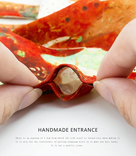 Women's Chinese Classic Style Printed Slim Bandeau Neckerchief Hair Tie Handbag Handle Ribbon Skinny Scarf4