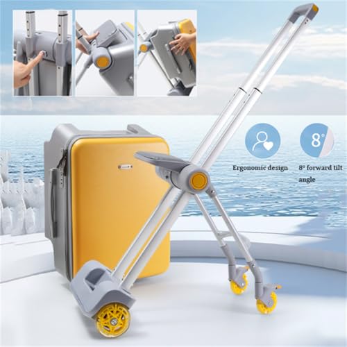 2-in-1 Children's Ride-On Suitcase, 20 Inch Hardside Carry on Luggage,Case & Baby Stroller,Expandable Luggage,Foldable and Rideable Suitcase,for Toddler Baby Travel Flight,Black2