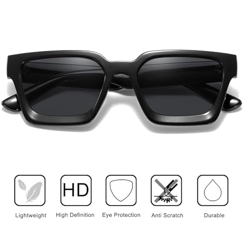 Square Sunglasses for Women Men Chunky Frame UV400 Protection Sun Glasses Unisex Retro Designer Style Shades4