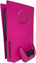 PS5 Plate Cover Case PS5 Faceplate Cooling Version Skin for Playstation 5 Disc Edition Upgraded Turbo Vents PS5 Replacement Side Plate Hard Shockproof ABS Anti-Scratch PS5 Plate Cooling Nova Pink