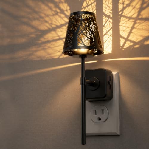 Image of L LOHAS LED Night Lights Plug into Wall, Decor Metal Crafted Night Light | Dusk to Dawn Sensor Vintage Nightlight, 0-100LM Dimmable, for Bedroom Living Room Hallway