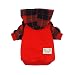 Fitwarm Plaid Pet Clothes for Dog Sweatshirts Cat Pullover Hooded Shirts Red Medium