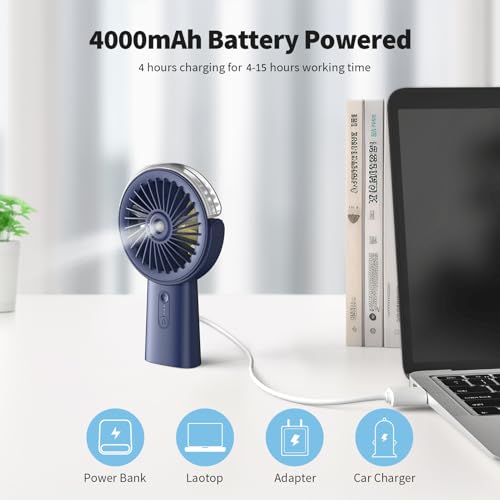 Otlonpe Handheld Misting Fan Portable, Small Personal Hand Held Rechargeable Mist Fan Water Spray, 4000mAh Battery Operated Hand Mister Fans 3-Speed, 4-15 Hrs Runtime for Travel Home Office Outdoor by Otlonpe - Image 3