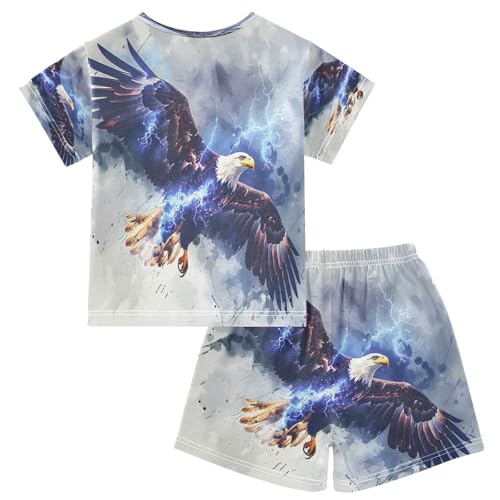 senya Short Sleeve Pajamas Sets Summer Cotton Sleepwear Eagle Blue Lightning2