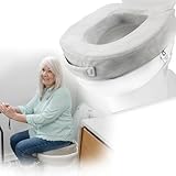 COMFORT LUXE Raised Toilet Seat Cushion - 2” Firm Cushioned Toilet Seat for Seniors and Post Surgery Recovery, Soft, Warm Toilet Riser Seat with Handles