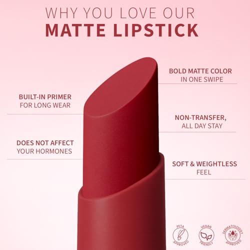 Image of TEEN TEEN Color Life Nontransfer Crayon Lipstick | Matte Finish with Built-in Primer | Waterproof & Long Lasting Lip Color | Smudge-Proof, Fade-Resistant Formula | Bridal-Red, 2gm