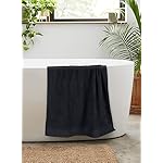 GLAMBURG 100% Cotton 2 Pack Oversized Bath Towel Set 28x55 Inches, Ultra Soft Highly Absorbant Compact Quickdry & Lightweight Large Bath Towels, Ideal for Gym Travel Camp Pool - Black - Image 5