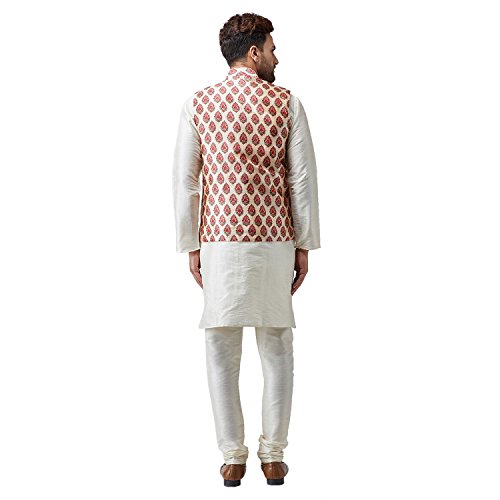 Sojanya (Since 1958 Men'S Silk Blue Kurta Pyjama & Printed Nehru Jacket Set3