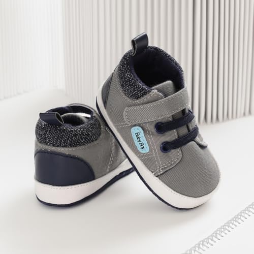 Image of CENCIRILY Baby Boys Girls High Top Sneakers Soft Soles Anti Skid Infant Ankle Shoes Toddler Prewalker First Walking Crib Shoes
