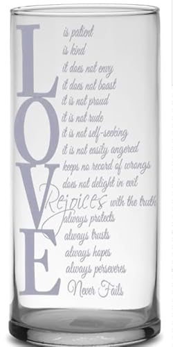 Personalized, Engraved, Vase, Candle Holder, Custom Corinthians 13:4,Wedding,Anniversary,Quote on Glass,Love,Valentines