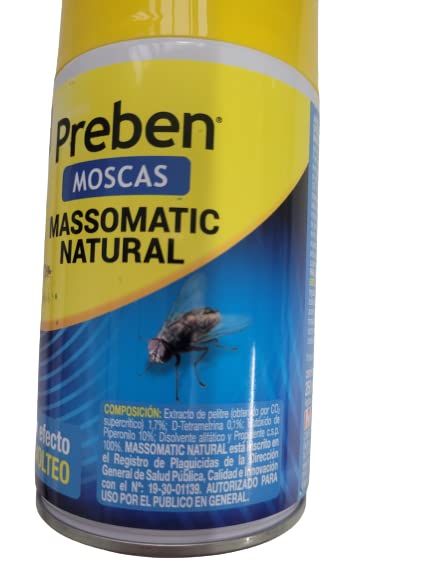 Peyca Inseciticida natural para moscas Massomatic 250ml PACK 3 UNIDADES, gran efecto de volteo, listo para su uso - Preben