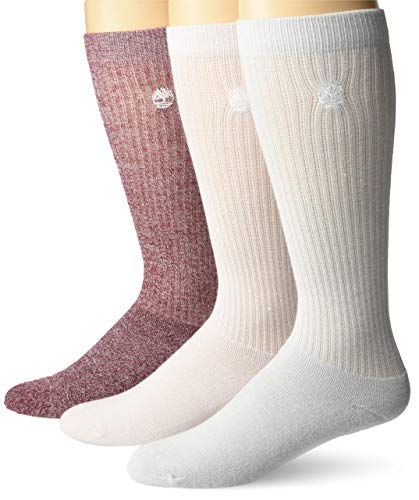 Timberland Women's 3-Pack Ribbed Full Comfort Boot Socks, White Multi, One Size