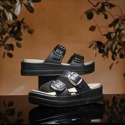 Image of ASIAN Femina-18 Women's Slippers with Elegant Double-Buckle Design, Soft Cushioned Footbed, Chunky Anti-Slip Sole, Lightweight Build, Perfect for Daily Use, Travel and Stylish Comfort