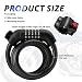 4FT 5-Dial Resettable Long Bike Lock Cable,High-Strength Anti-Cut Bike Cable Locks with Quick-Release Mount,Universal Cables Bikes Lock Combination for Bikes/Scooters/Motorcycles