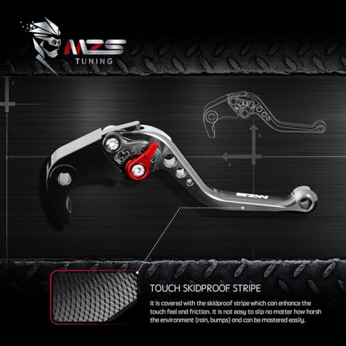 Image of MZS Black Motorcycle Brake Clutch Levers Adjustable Short CNC Set | for Vulcan 1500 1600 VN1500 VN1600 ZRX1100 ZRX1200 ZG1000 ZX11 ZX7R Tiger 1200 XR Explorer, Unbreakable Handle Lever Kit