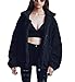 Produktbild Romanstii Winterjacke Damen Wintermantel Schwarz Kurz Fell Warme Cardigan Faux Shearling Oversize Mantel Jacke Plüsch Outdoor Outwear Parka Elegant Over Jacket S 2- Schwarz