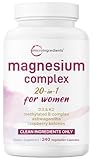 Magnesium Complex for Women, 240 Vegetarian Capsules | 20-in-1 Formula - Magnesium Blend with Vitamin D3, K2, Ashwagandha & More | Filler Free, Non-GMO