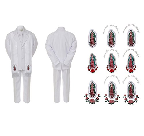 Baby Boy Christening Formal Suit Silver Guadalupe Virgin Mary on Stole SM-20