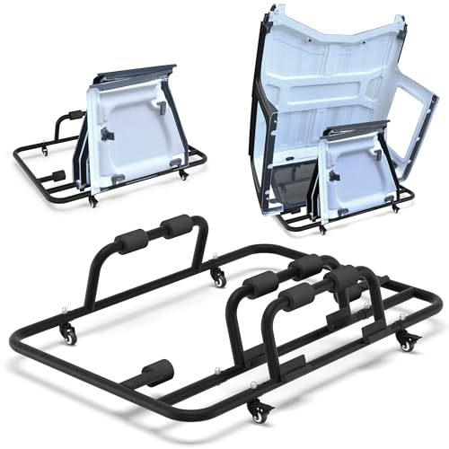 Jeep Hardtop Storage Rack for Wrangler CJ-7 YJ TJ JK JL (1976-2025) Rolling Carbon Steel Hard Top Storage System with Wheels