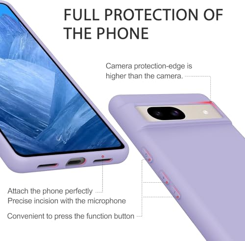 Image of MOBILOVE Back Cover Case for Google Pixel 8a | Pure Liquid Soft Matte Silicone Case with Logo and Comes with Camera and Screen Protection Back Cover for Google Pixel 8a (Purple)