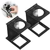 2 PCS Loupe De Table Compte-Fils, Mini Loupe Grossissante en Métal avec Échelle, Loupe pou...
