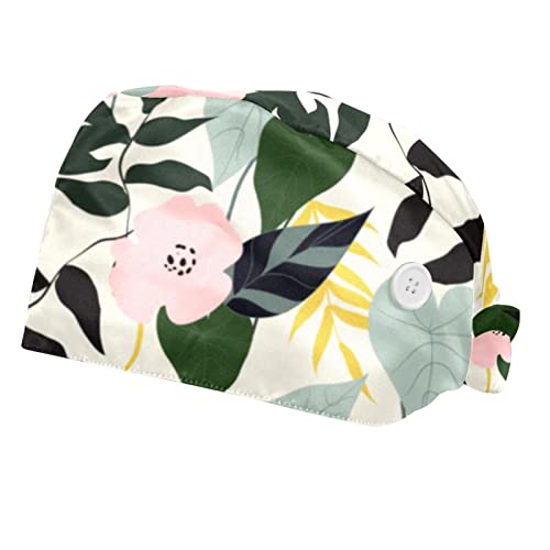 Chapeaux de travail imprimé floral JDEZ lot de 2 casquettes bouffantes mixtes